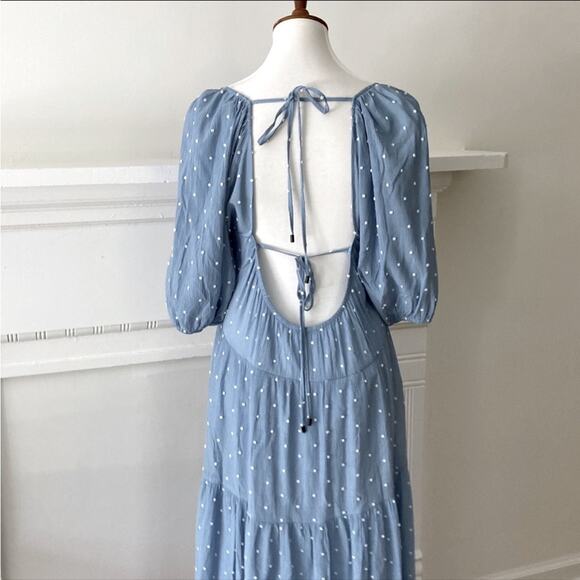 Anthropologie Medium Midi Dress Fall Boho Moon River Cottage tie back Prarie - Picture 5 of 15